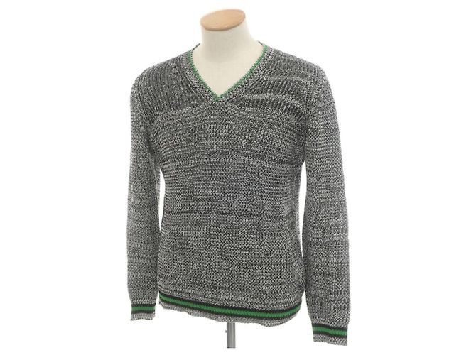 Autre Marque Roberto Collina Baumwollstrickpullover Schwarz Weiß Grün