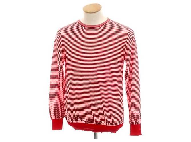 Autre Marque TOMORROWLAND Baumwoll-Streifen-Pullover Strick Weiß Rot