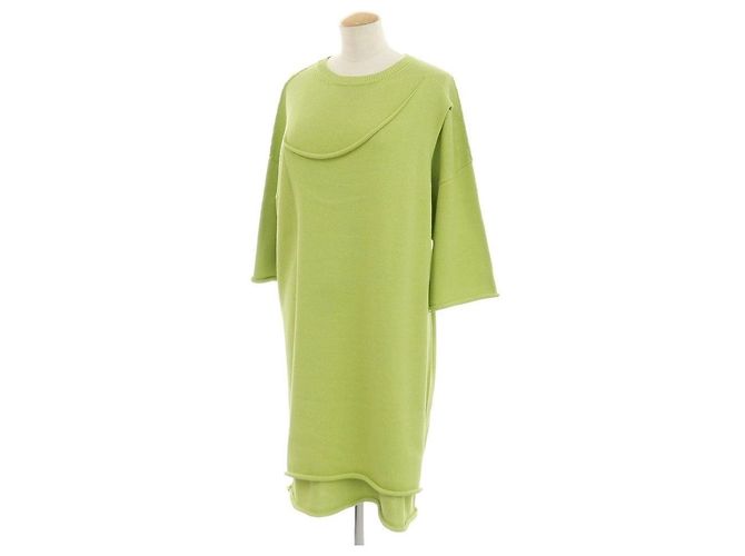 Vestido de punto de algodón Issey Miyake Verde Verde claro