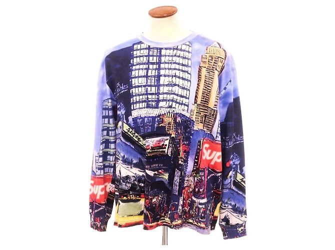Top de manga longa Supreme Skyline Sequin em algodão Roxo