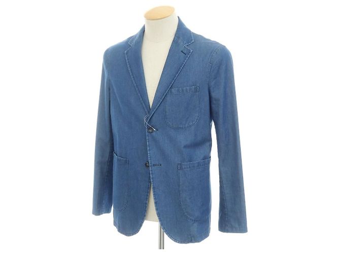 Autre Marque Jaqueta casual de algodão chambray Giannetto Azul