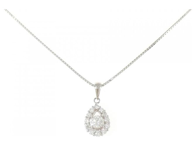 Autre Marque Platin-Diamant-Halskette Silber