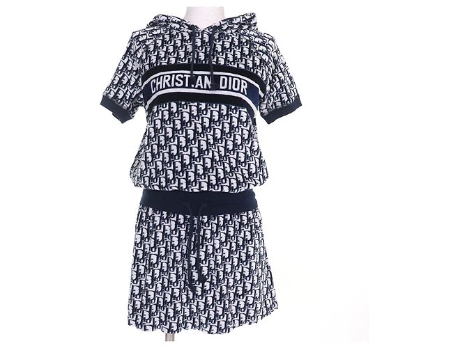 Vestido de terciopelo Christian Dior Oblique Azul Azul marino