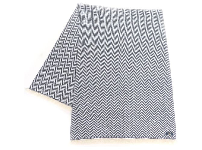Hermès Hermes Kaschmir-Schal Weiß Blau 
