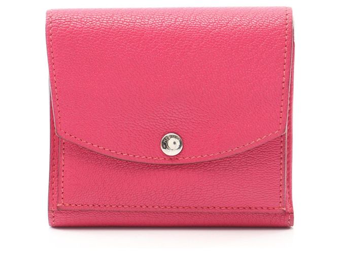 Hermès Cartera trifold Hermes Tille Rose Shocking Chevre Rosa