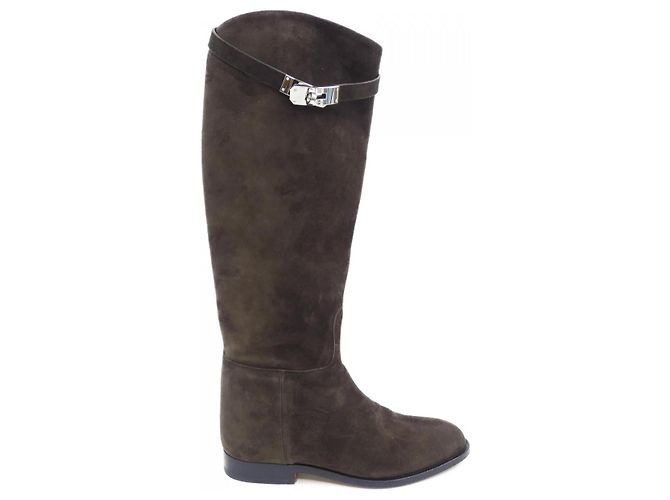 Hermès Suede Long Boots Brown