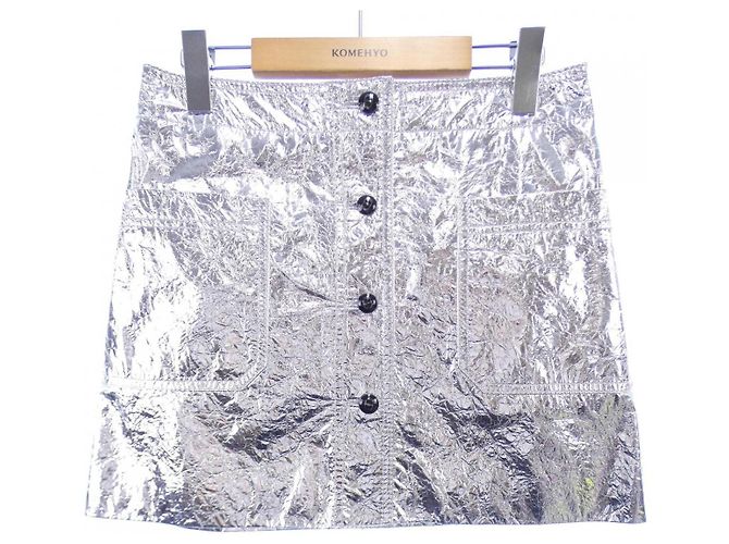 Christian Dior Lammfellrock Silber