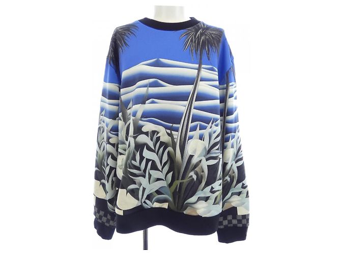 Bedrucktes Sweatshirt aus technischer Baumwolle Louis Vuitton Schwarz Blau Grün