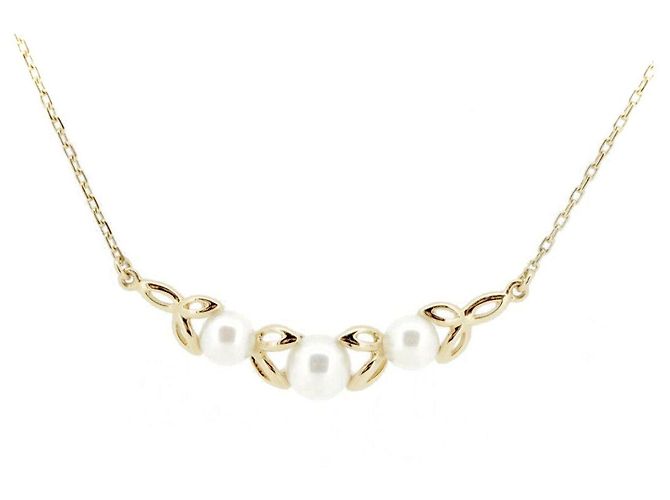 Colar de pérolas Mikimoto Au750 Dourado