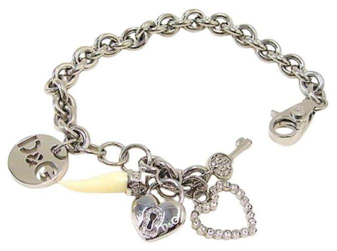 Dolce & Gabbana Pulseira com Charms I Love D&G Prata