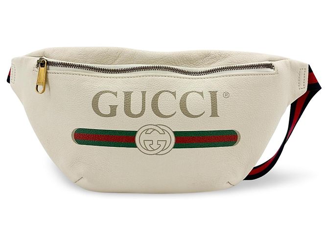 Gucci Logo Belt Leather with Enamel Buckle Medium White
