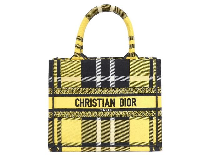 Borsa Christian Dior Book Tote Small Nero Giallo