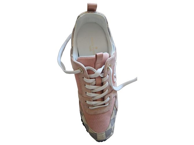 Baskets Basses Louis Vuitton Rose et Damier Azur