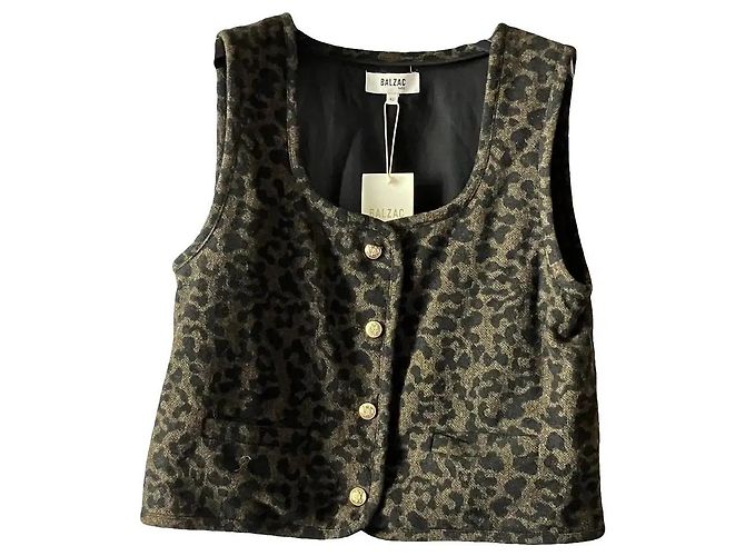 Chaleco Marius Balzac Paris estampado de leopardo Castaño Negro
