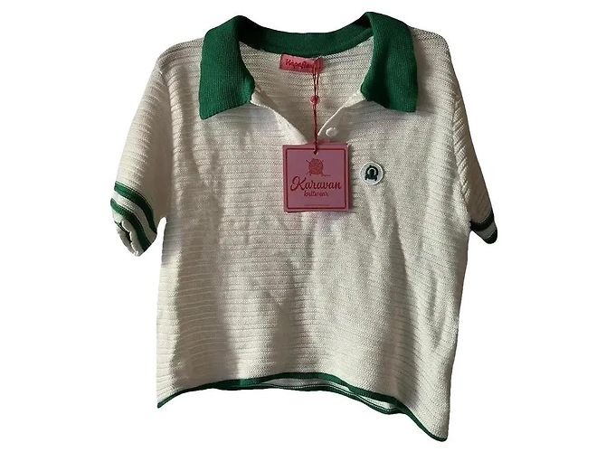 Autre Marque Karavan Polo de punto rayado Blanco/Verde