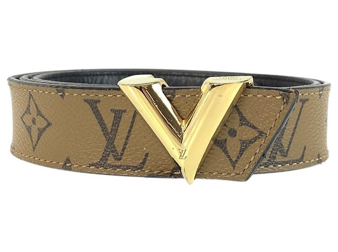 Louis Vuitton Monogram Reverse Ledergürtel Braun Golden