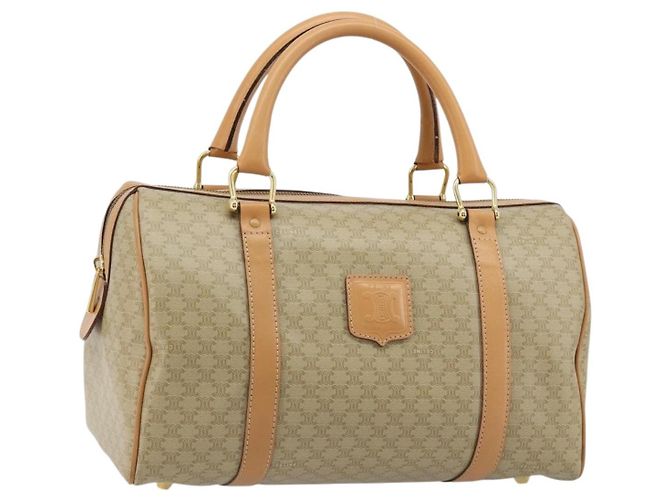 Céline Borsa CELINE Macadam Canvas PVC Beige Oro Auth 183269A D'oro