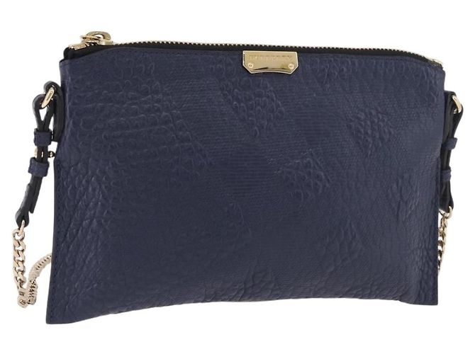 Borsa a Spalla BURBERRY in Pelle Blu Navy e Oro Auth 184458A D'oro
