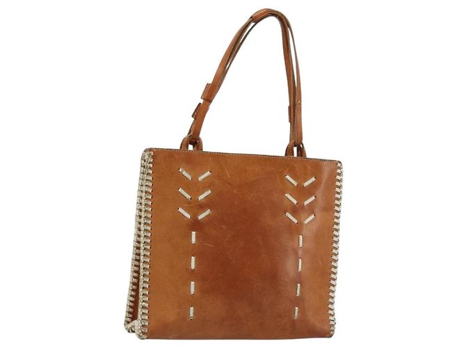 Sac à main Miu Miu en cuir marron Auth 182176