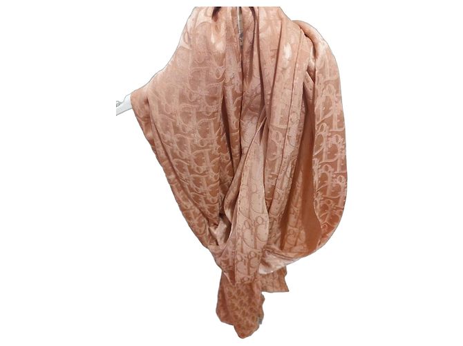 Pañuelo de seda Dior Oblique Rose de Vents - Melocotón