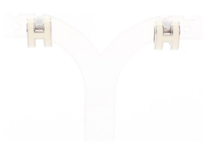 Hermès Orecchini Mini Pop H Stud Argento Crudo 