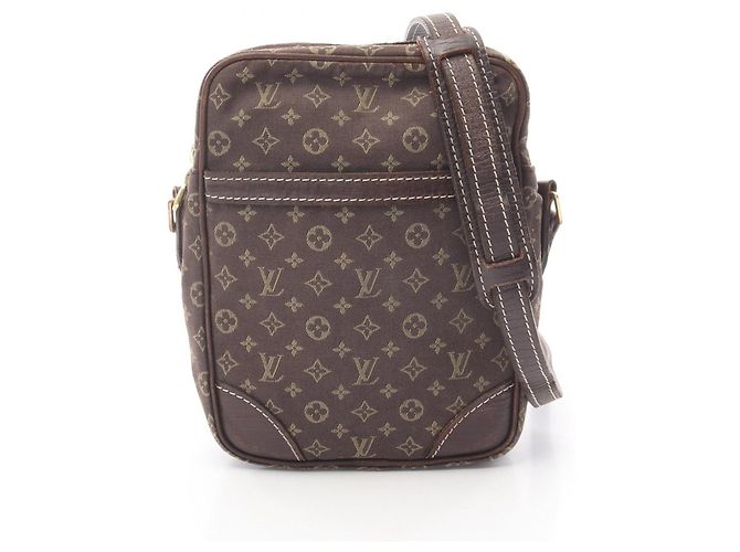 Bolsa de ombro Louis Vuitton Pochette Danube Monogram Mini Lin Ebene Marrom