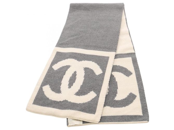 Sciarpa Chanel Coco Mark Marrone Bianco 