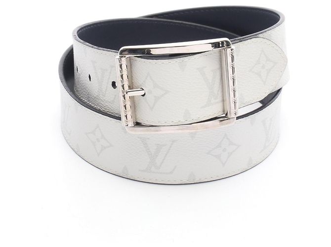 Louis Vuitton Reverso 40mm Monogram Leather Belt White Navy blue