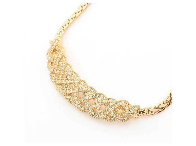 Collana Christian Dior placcata in oro e strass D'oro