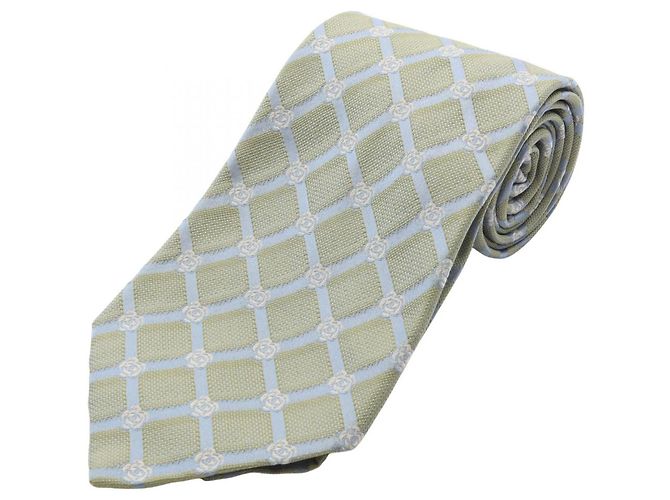 Chanel Camellia Check Krawatte Blau Grün