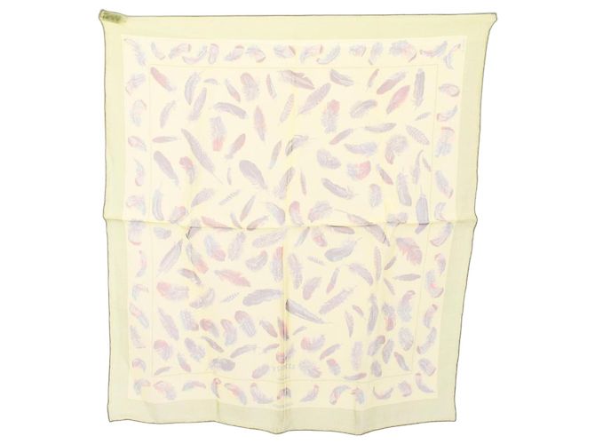 Hermès Hermes Petit Carré 45 PLUMES Sciarpa in chiffon Marrone Verde