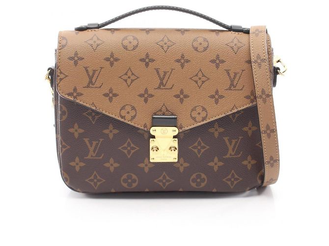 Bolsa 2-Way Louis Vuitton Pochette Metis MM Monogram Reverse Marrom Preto