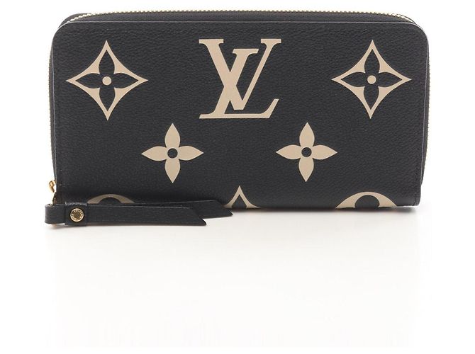 Louis Vuitton Monogram Empreinte Zippy Wallet Black Beige