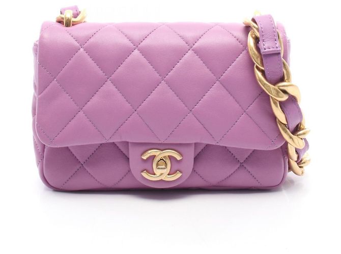 Bolsa de Ombro Chanel Mini Matelassé Roxo