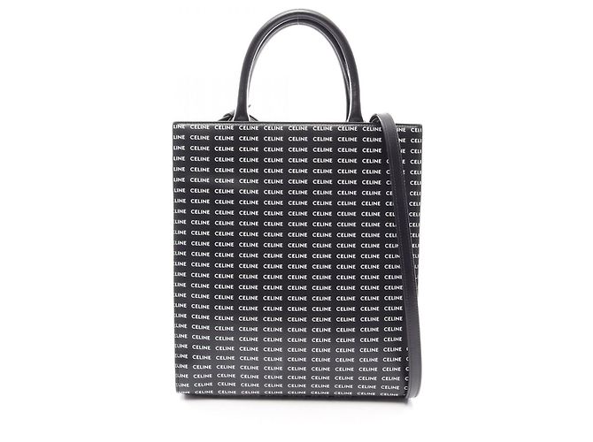 Céline Sac cabas Celine Small Vertical Cabas Triomphe Noir Blanc