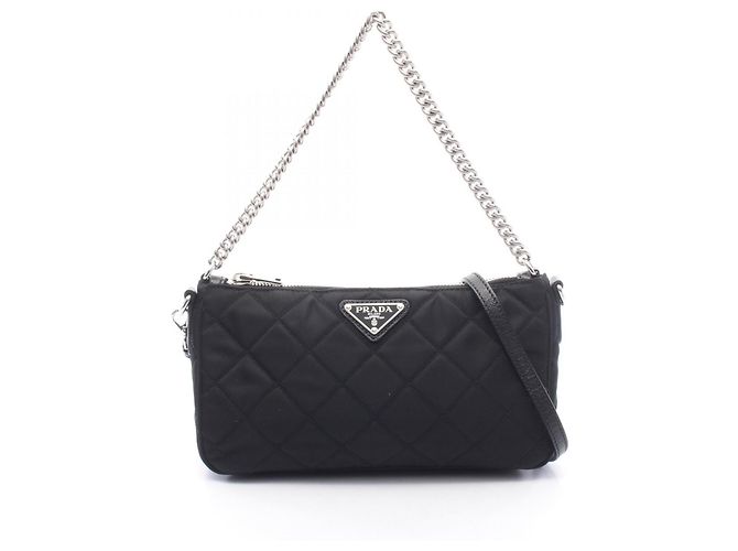Bolsa de ombro 2-Way acolchoada preta Prada Preto