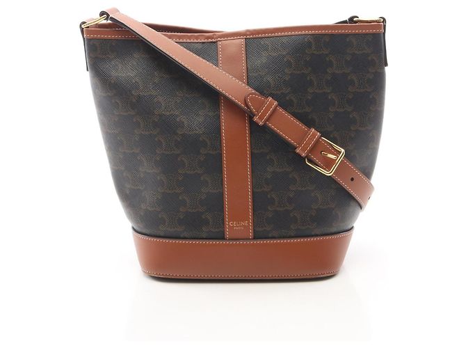 Céline Borsa a tracolla Celine Small Bucket Triomphe Marrone Nero