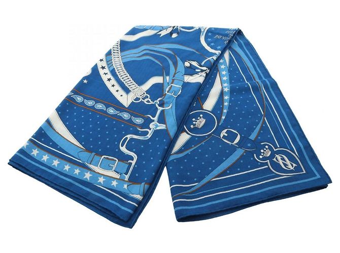 Hermès Sciarpa Hermes Carre Geant 140 LA PROMENADE DU MATIN Blu