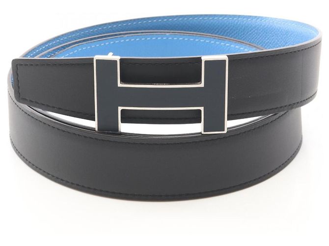 Hermès Hermes Constance Reversible H-Belt Black Blue