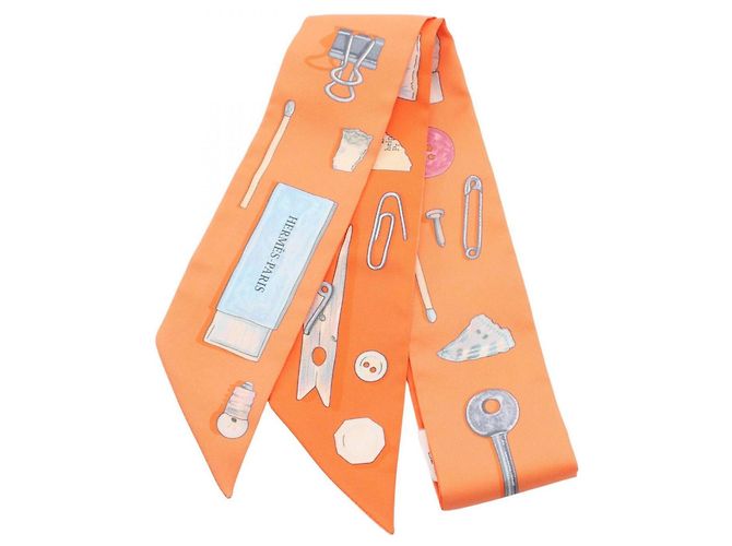 Hermès Pañuelo Twilly Hermes IN THE POCKET Cinta Bufanda Multicolor Naranja