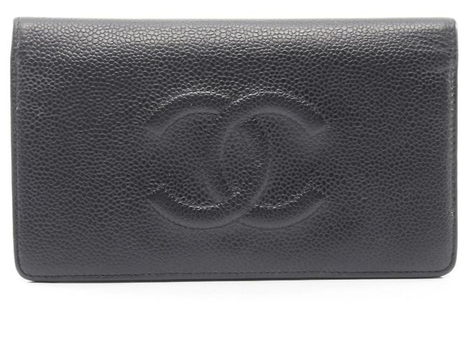 Portafoglio lungo bi-fold Chanel Coco Mark Nero