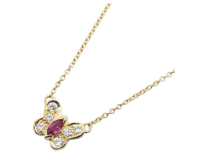 Van Cleef & Arpels Papillon Rubin und Diamant Halskette Rot Golden 