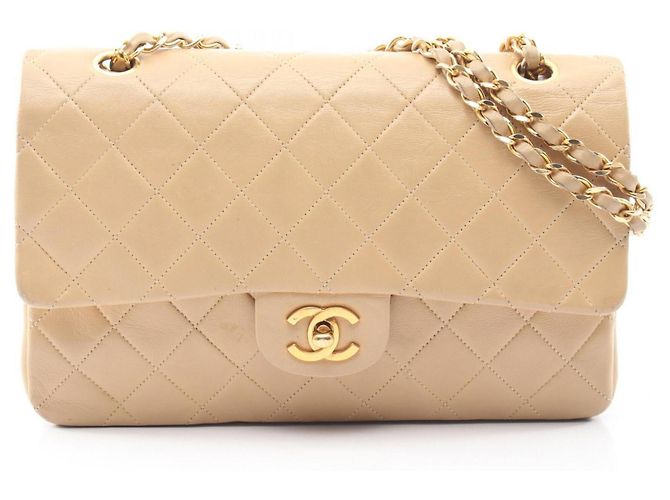 Sac à main Chanel Matelassé Double Flap Beige