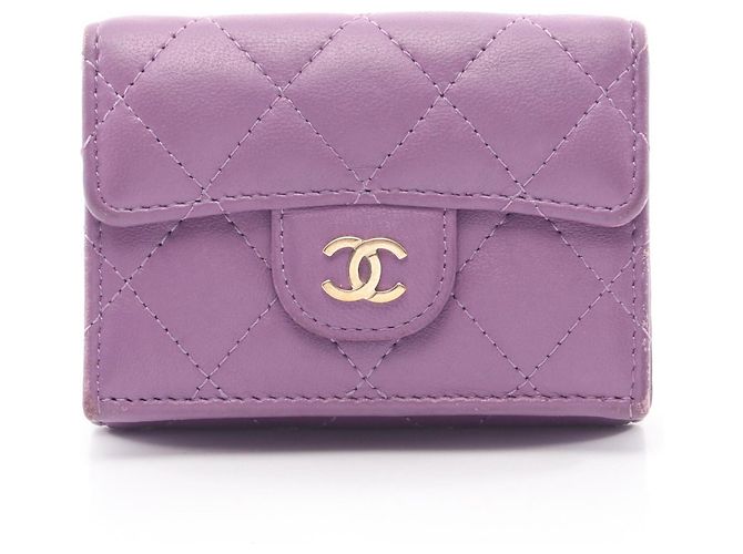 Chanel Classic Small Flap Tri-fold Wallet Purple