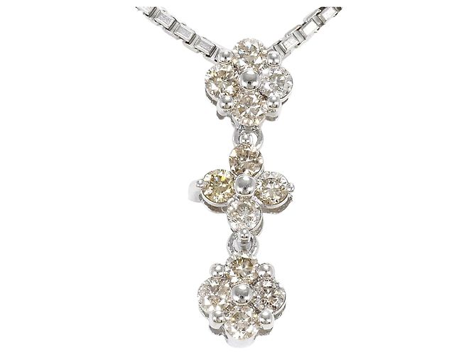 Autre Marque Collar de platino con diamante marrón Castaño