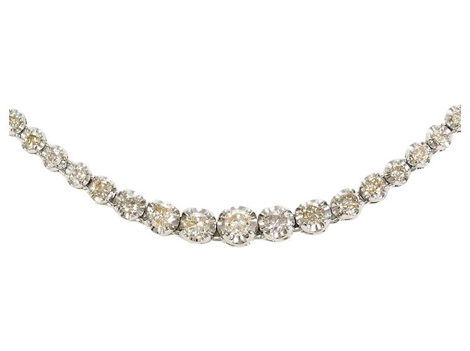Autre Marque Collar de oro blanco de 14K con diamante Dorado