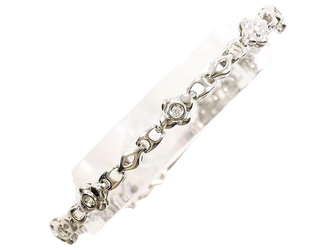 Autre Marque Pulseira de berloques em ouro branco 14K com diamante Dourado
