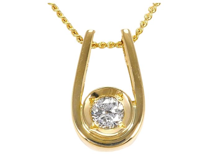 Autre Marque 18K Gelbgoldhalskette mit Diamant Golden