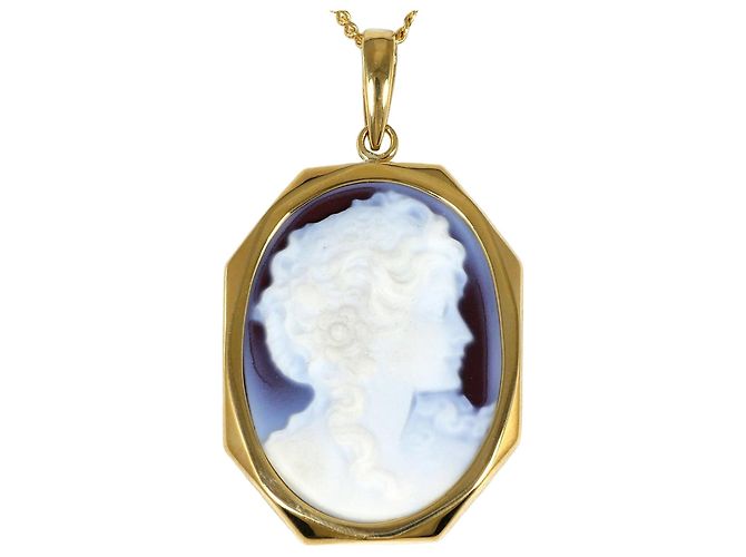 Autre Marque Collar de oro amarillo de 18K con camafeo de concha Dorado