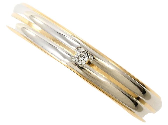 Autre Marque Anello a fascia in oro giallo 18K e platino D'oro